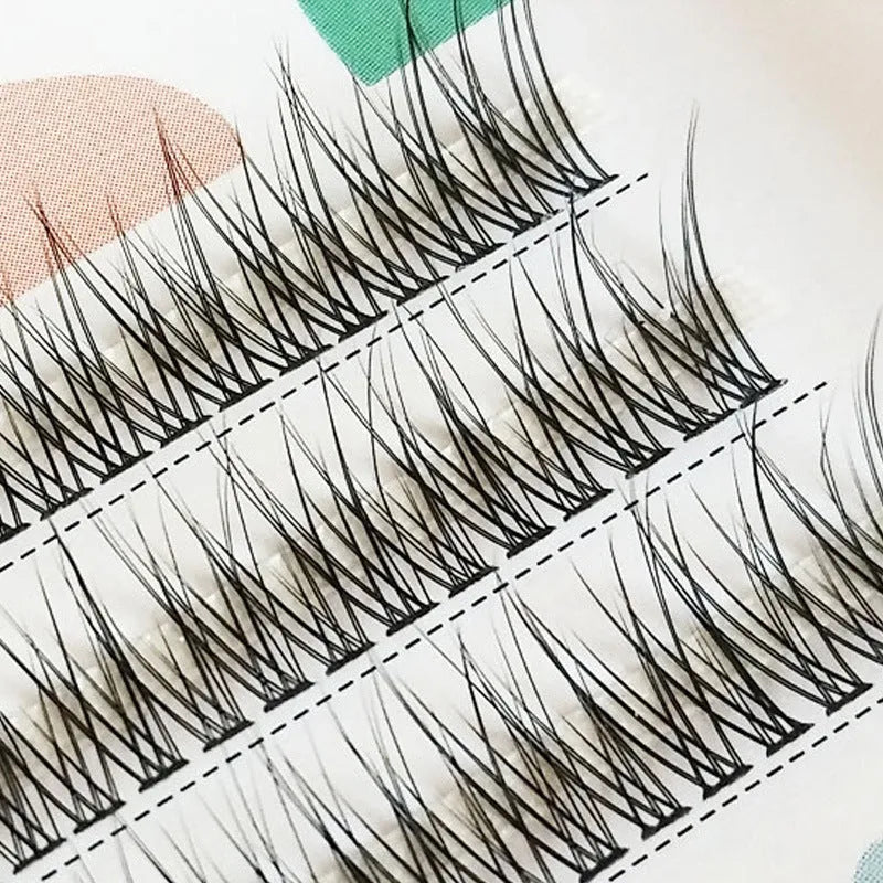V-shaped Fairy Fishtail false eyelashes with thick segments in black imported fibre material