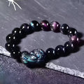 Ice colour eye obsidian crystal bracelet with stretch elastic on wrist