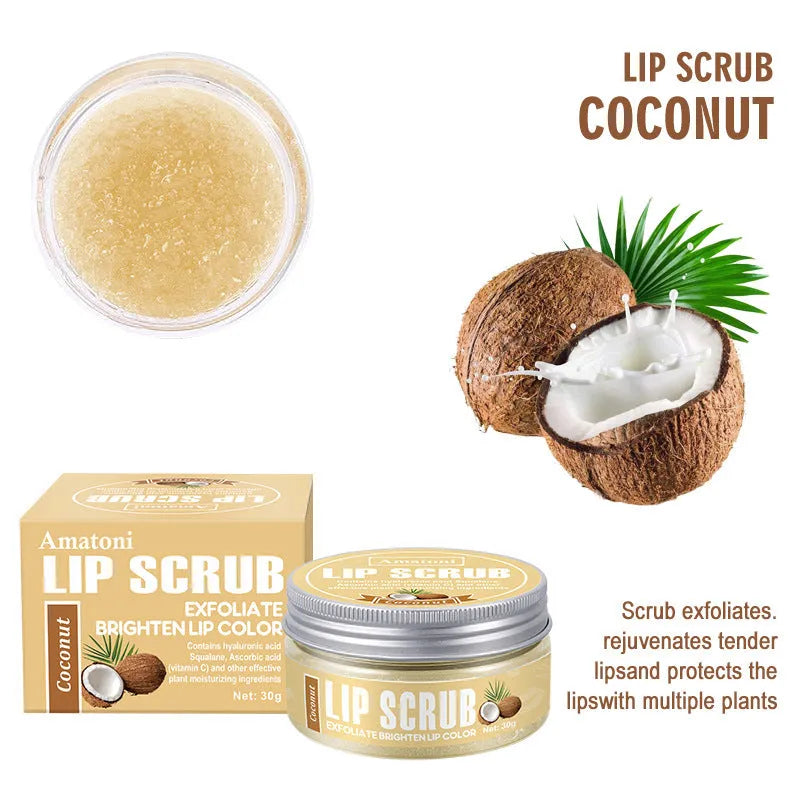 Amatoni fruit flavour lip scrub cream tube in 30g size with exfoliating and moisturising action.