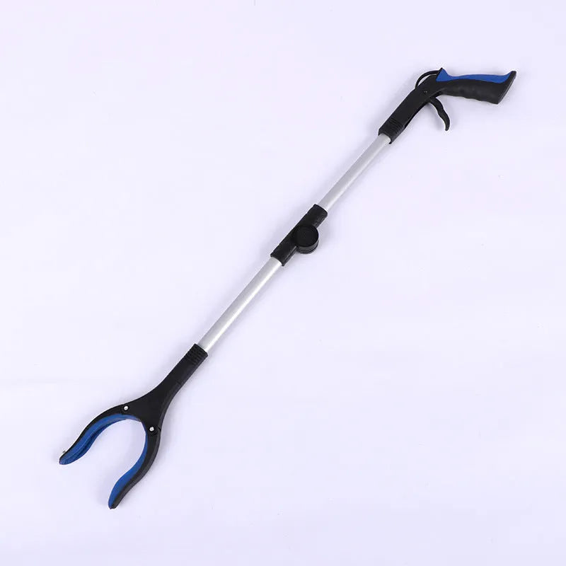 Foldable aluminium garbage clamp showing extended 80cm length and magnetic sucker attachment