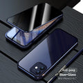 Magnetic privacy glass case with anti-spy screen and metal frame for iPhone in black colour