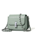 Women's soft PU chain shoulder bag in black with interior phone pocket and crossbody strap