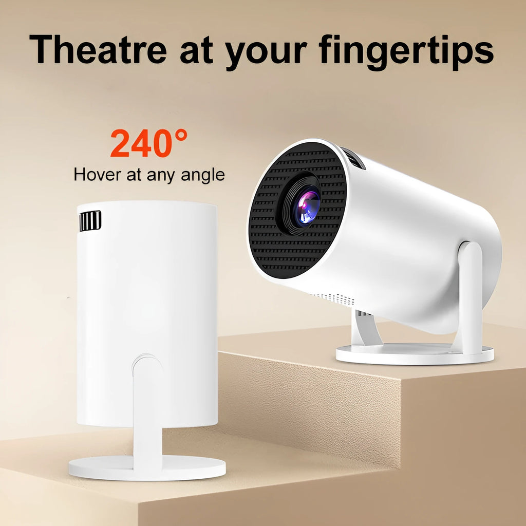 White wireless portable HD projector with same-screen projection capability