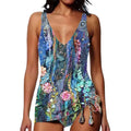 Women's printed triangle bikini split swimsuit set in Colour 5 on mannequin