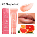 Women's lip gloss in berry, grape, grapefruit and yellow peach fruit flavours.