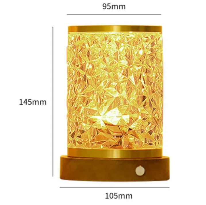 Small rotating water ripple night light with USB cable and touch control on solid wood base