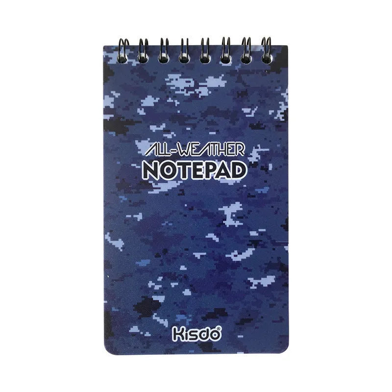 Waterproof spiral-bound notepad with polypropylene cover and stone paper pages in camouflage design