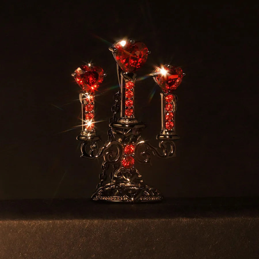 Retro candlestick Gothic necklace with hollow pendant and cross chain in zinc alloy