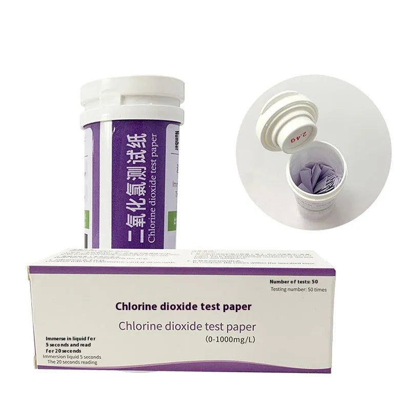 Chlorine dioxide test paper bottle with 50 pieces for waste water concentration monitoring 0-1000mg/L