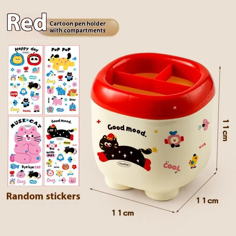 Cartoon style plastic desktop storage organiser with 2L capacity and grid compartments