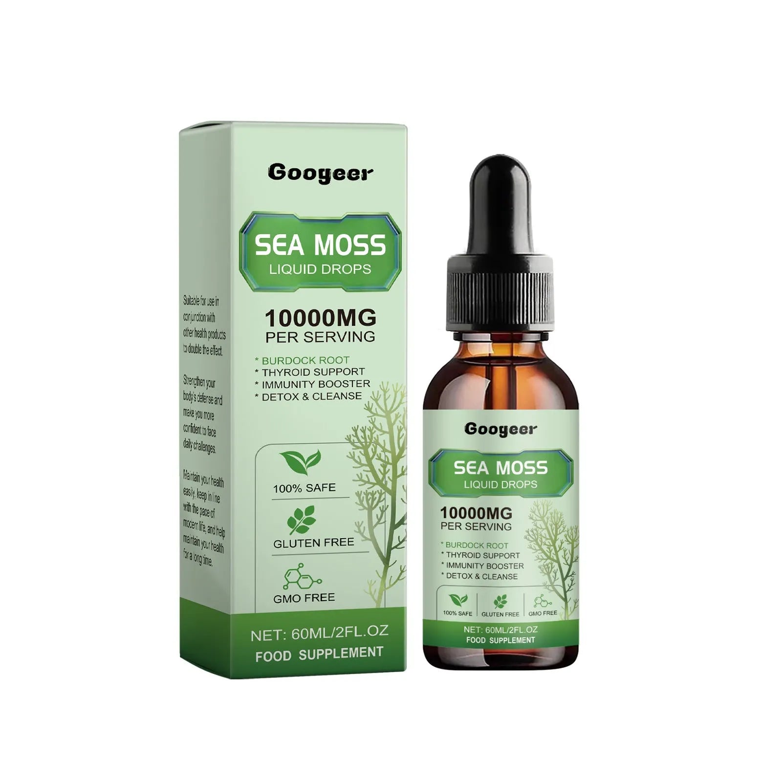 Googeer Sea Moss Liquid Drops body treatment bottle, 60ml, 3.3x3.3x12 cm