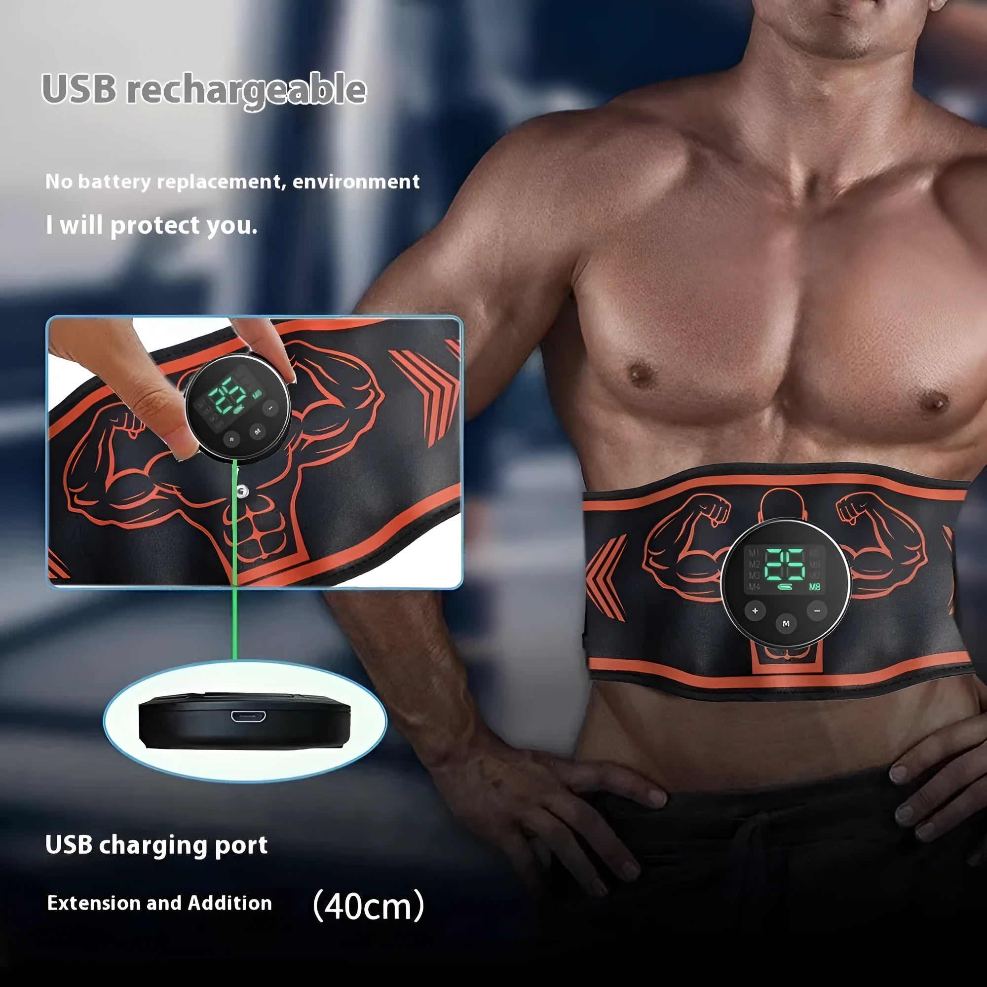 Smart EMS massage belt fitness equipment with abdominal strap and arm pads