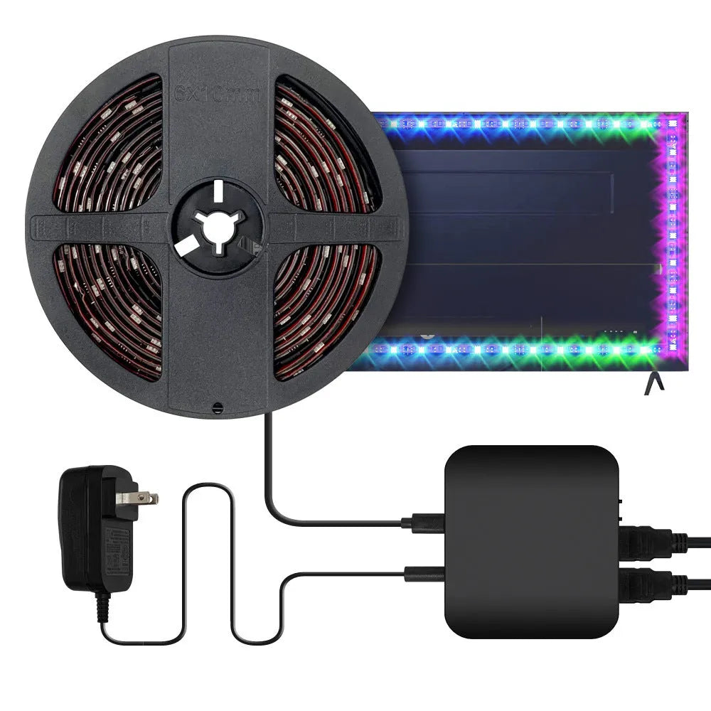 Intelligent TV background light strip with waterproof plastic construction in three measured lengths