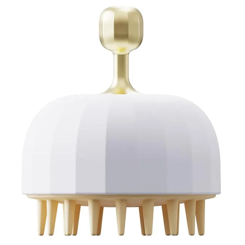 Green silicone pet bath massage brush with dual-sided head and drain holes