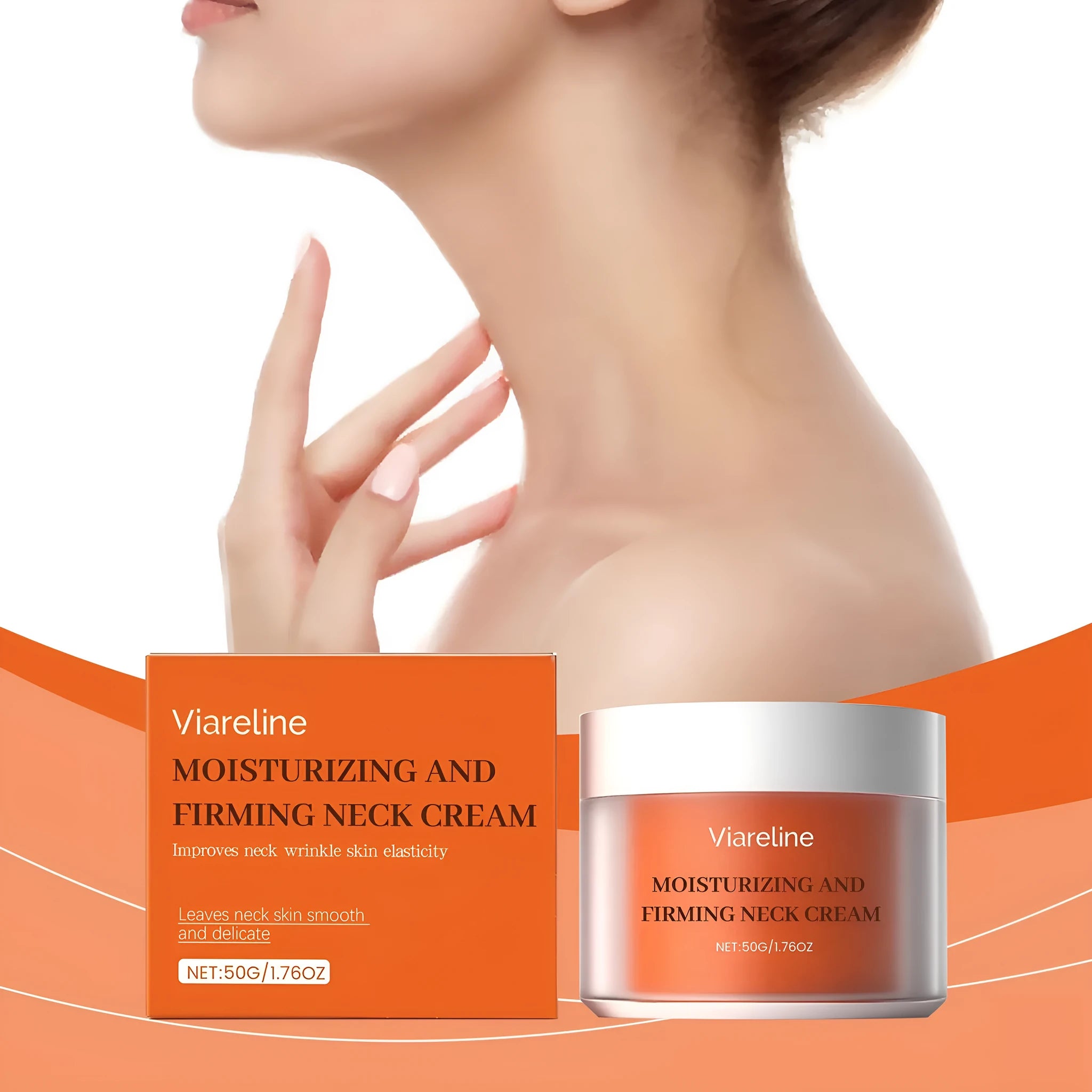 50g neck contour moisturising cream in compact 6.3cm square packaging