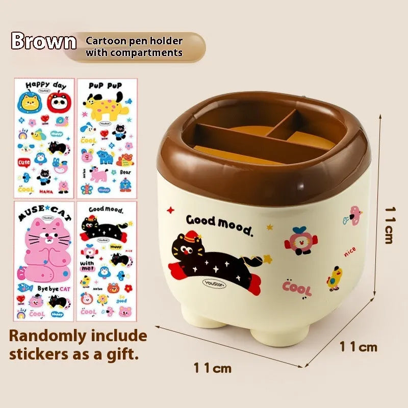Cartoon style plastic desktop storage organiser with 2L capacity and grid compartments