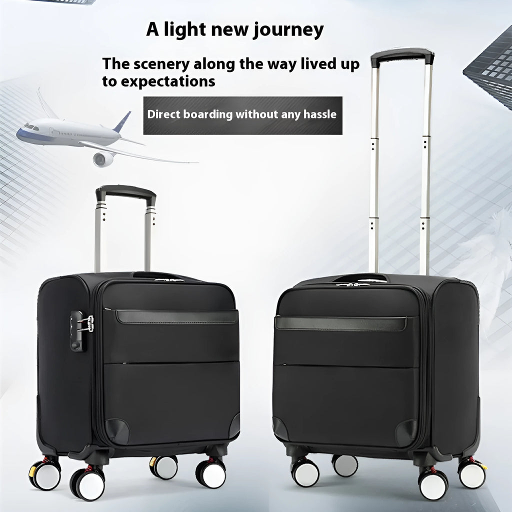 18-inch black Oxford cloth business suitcase with telescopic handle and universal wheels
