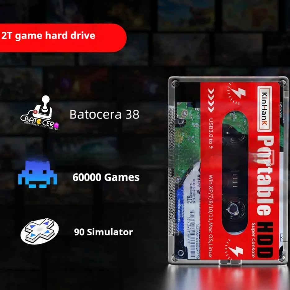 2TB external mechanical hard drive with USB cable, optional Beitong controller and carrying bag