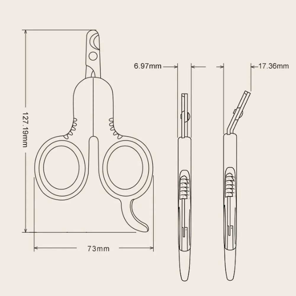 Professional grey and pink pet nail clippers with curved tips and rubber-coated handle