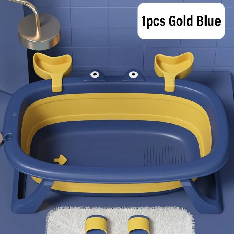 Foldable portable pet tub in blue or orange for cats and small dogs under 20 pounds