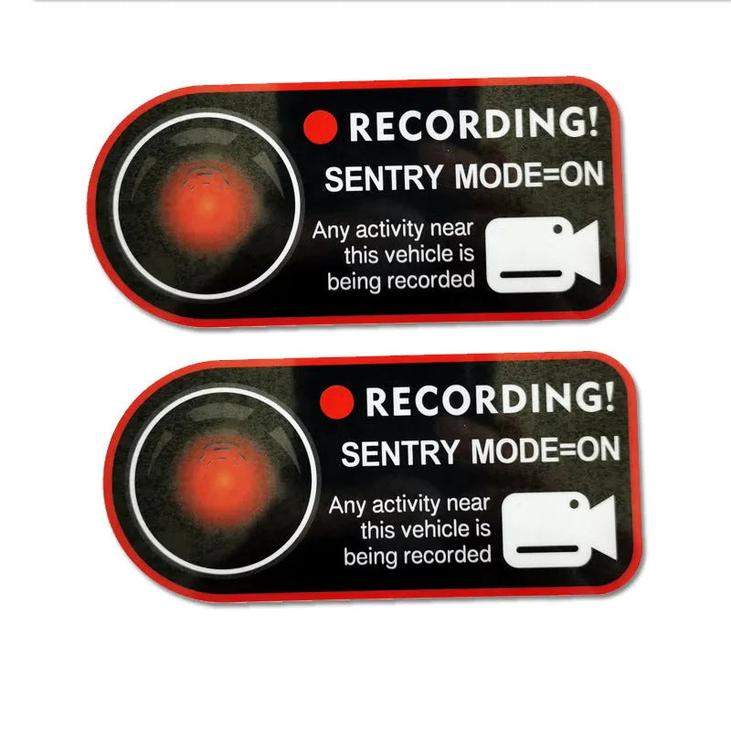 Tesla Sentinel Mode warning stickers PVC electrostatic vinyl 11x5cm English version