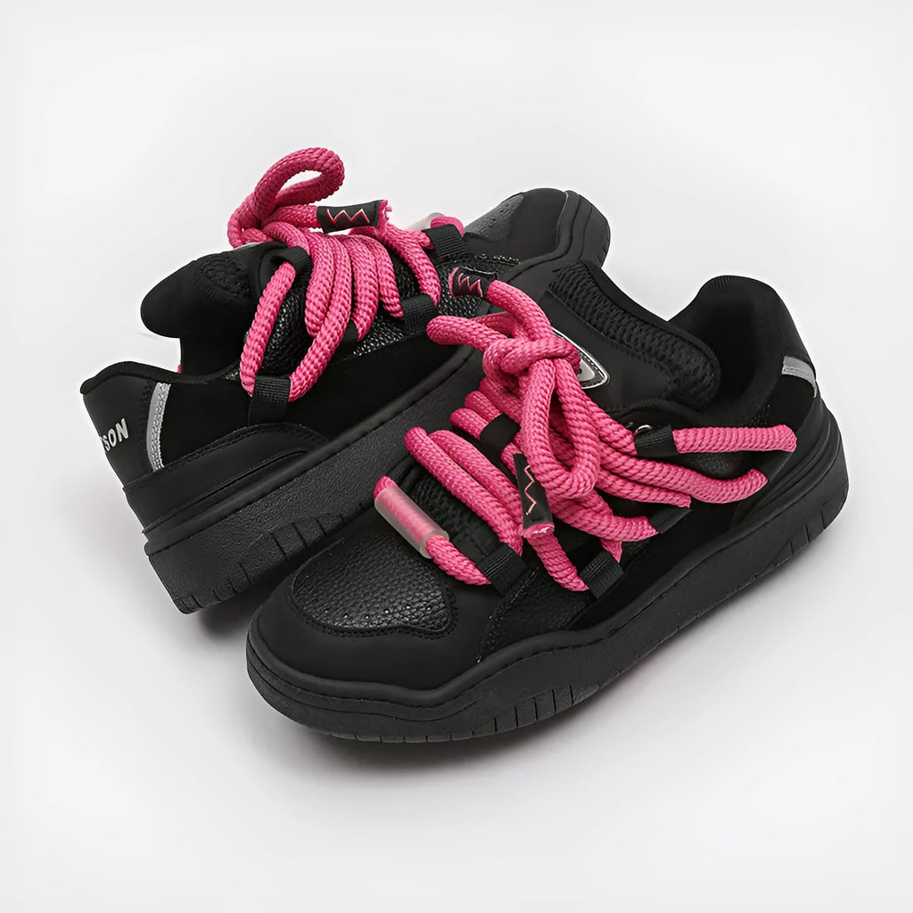 Unisex casual lace-up trainers with thick rubber sole in four colour options