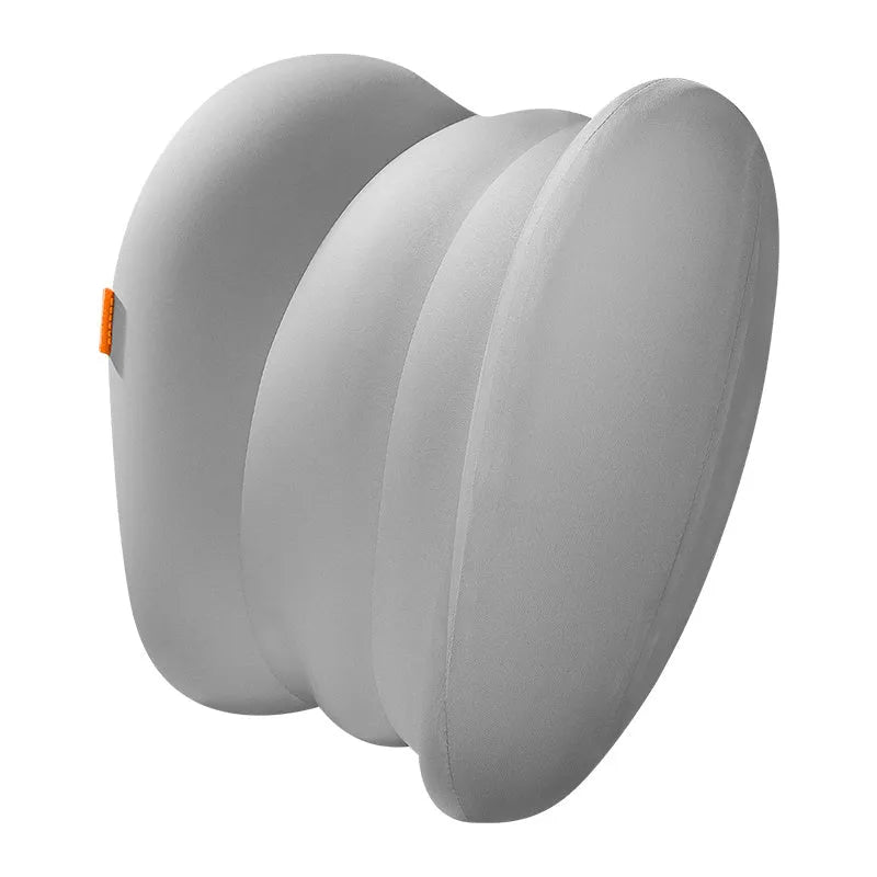 Grey and orange car head pillow and lumbar pillow set with memory cotton filling for suspension bin vehicles