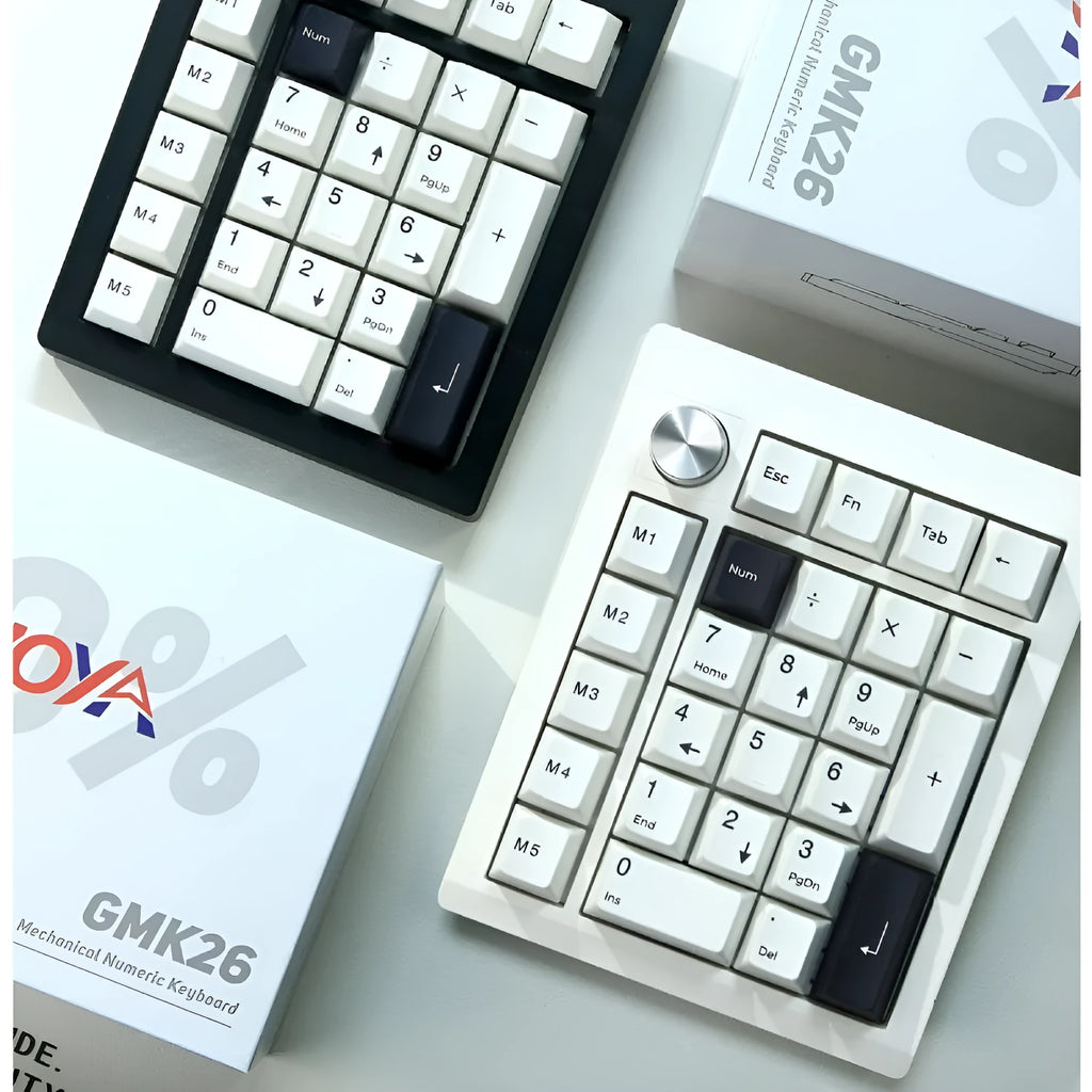 Wireless mechanical numeric keyboard with Bluetooth connectivity in black or white
