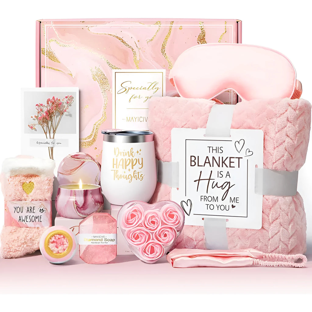 Aromatherapy candle soap bath gift set in modern style, plastic packaging, size 27x23x13cm.