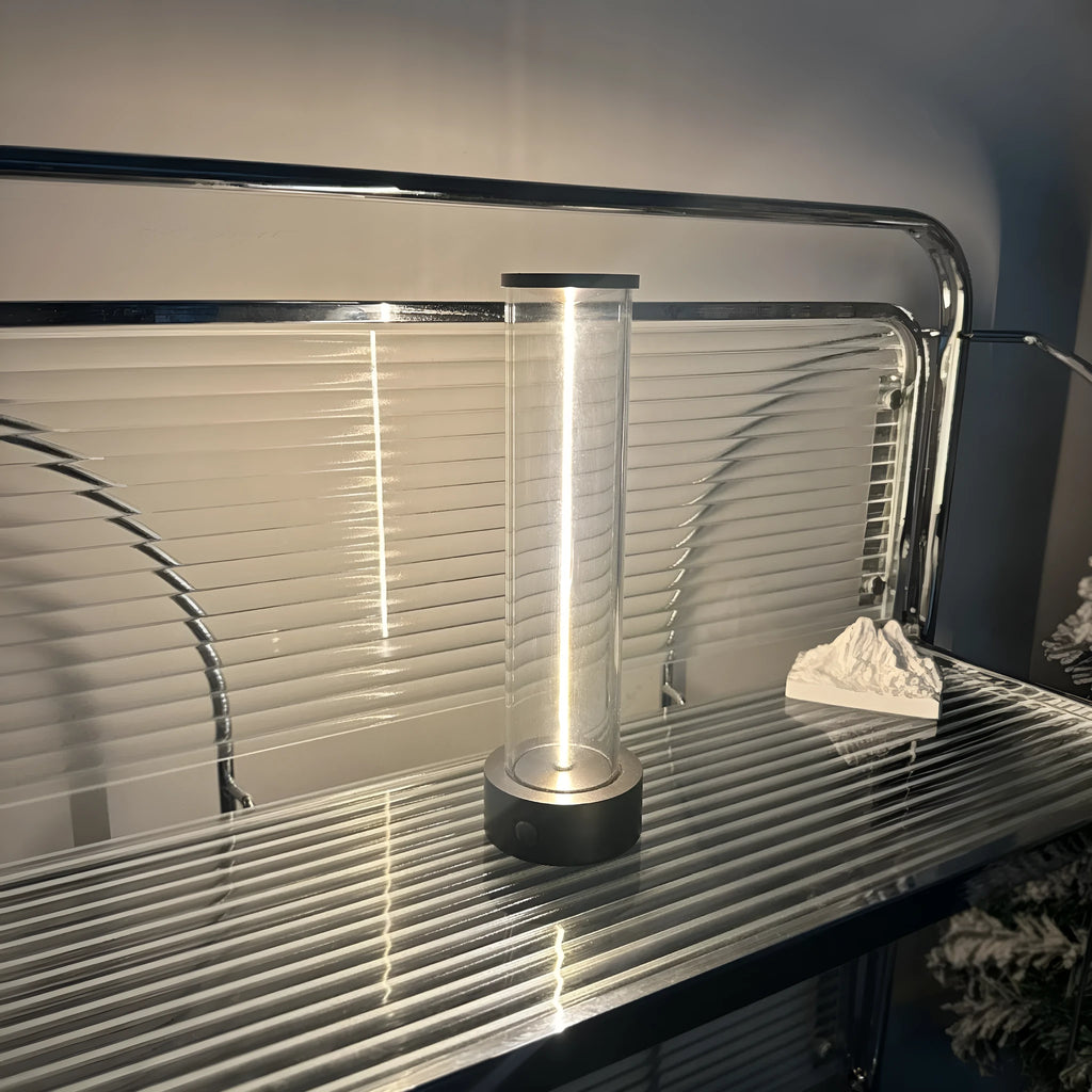 Modern glass LED night light with magnetic base and USB charging cable