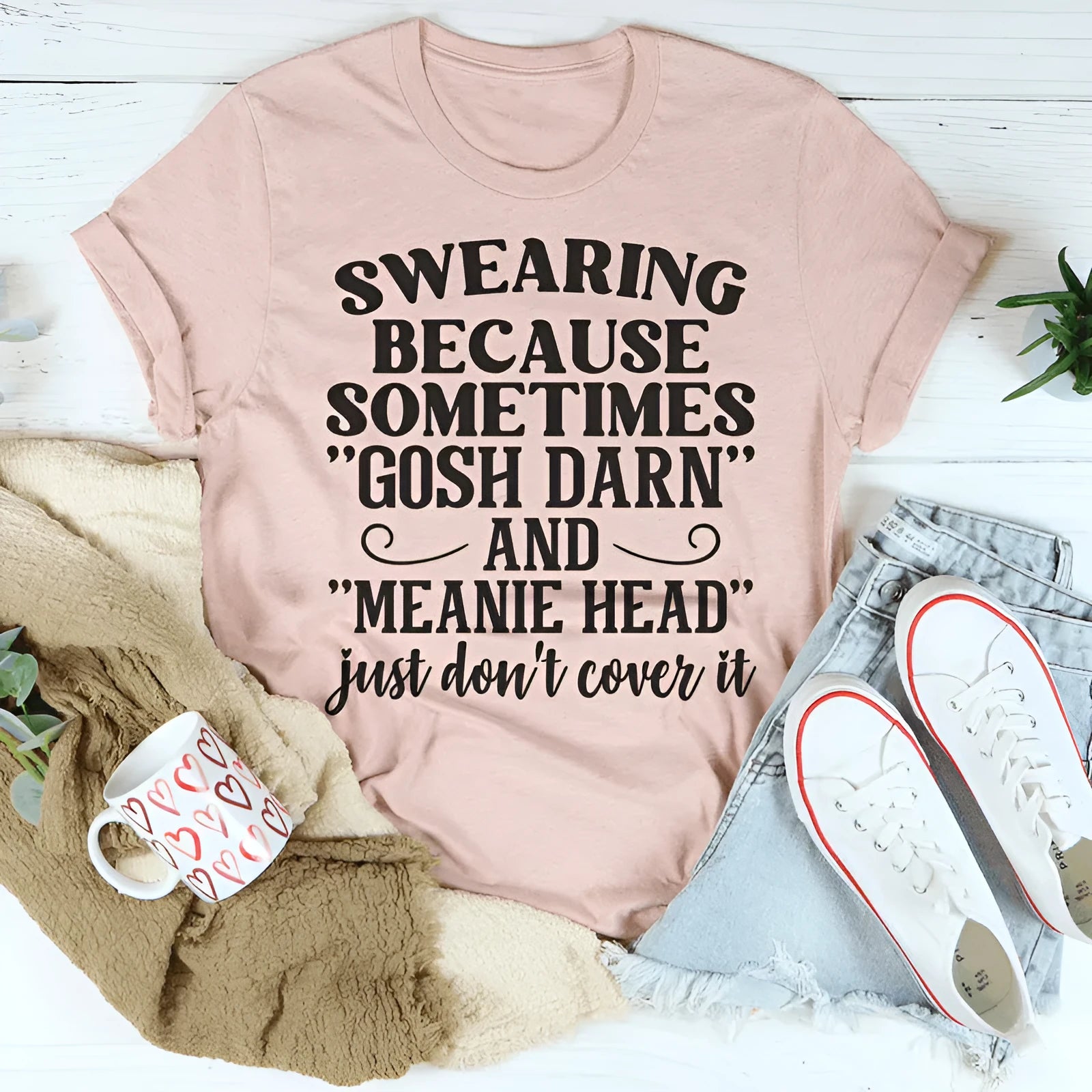 Pink couple t-shirt with printed design on polyester fabric, straight cut with short sleeves