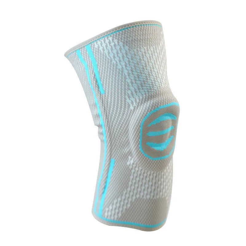 Mountaineering knee pads in green, blue and yellow colours with cotton construction