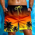 Men's ethnic pattern swimming trunks with loose board short design in polyester fabric