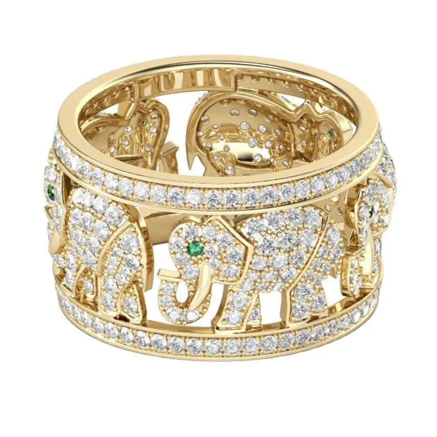 Alloy elephant ring with diamond details and electroplated finish in AJZ1935 or AJZ141 colours