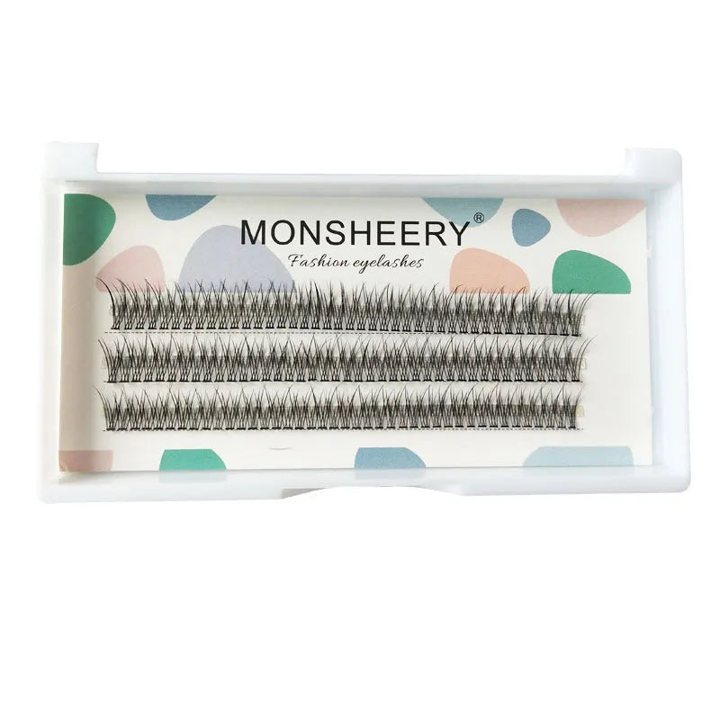 V-shaped Fairy Fishtail false eyelashes with thick segments in black imported fibre material