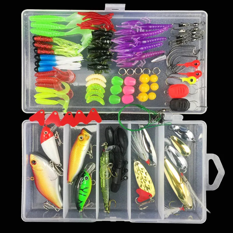 Junior entry-level fishing lure suit set in a PP plastic storage box.