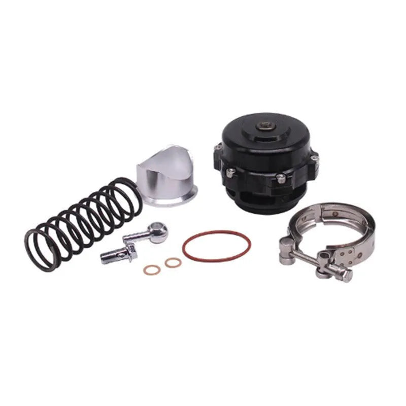Shiny aluminum alloy turbo bypass valve 50MM universal pressure relief device in engine compartment