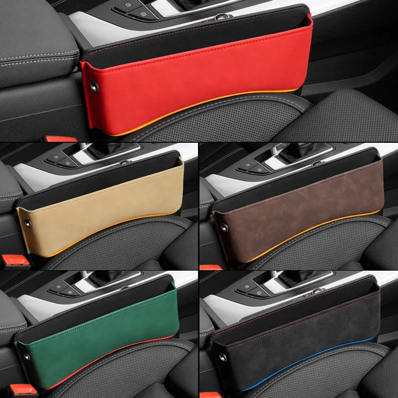 Leather car seat storage box in suede finish with waterproof and pressure-resistant features