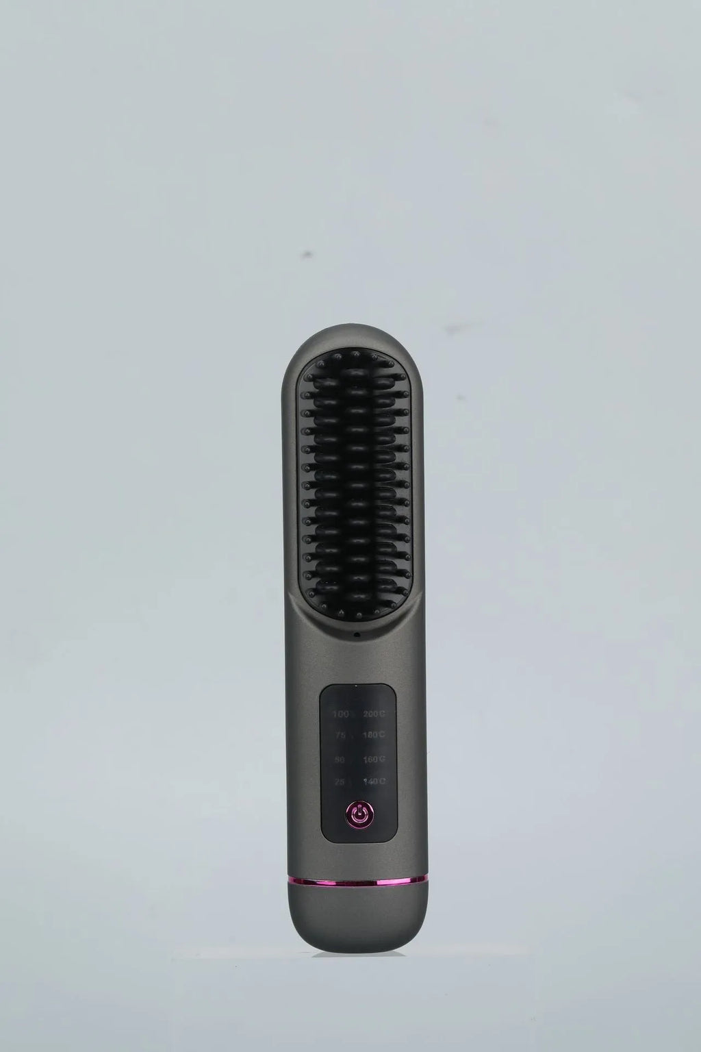 Portable charging negative ion straight hair comb in white, dark blue, or grey colour.