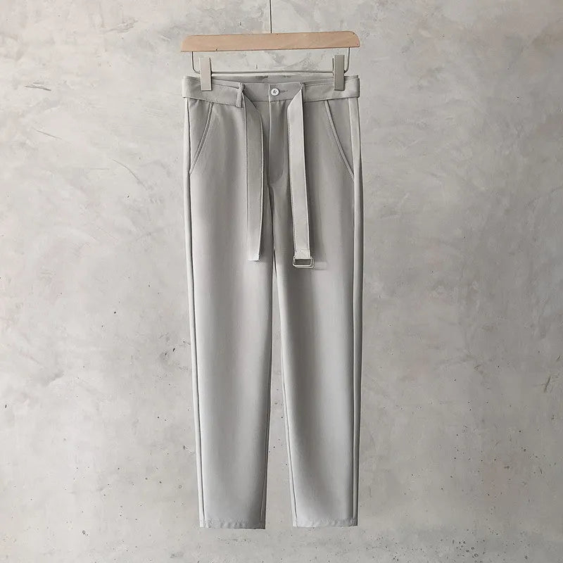 Boys slim straight wool trousers in black, white, dark grey and light grey colours