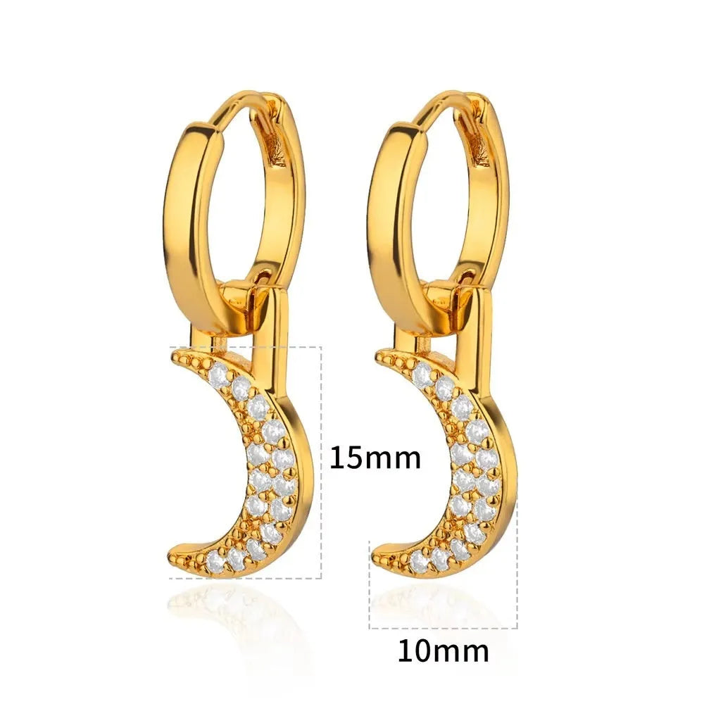 Women's geometric butterfly earrings with heart and star shapes in copper with diamond treatment