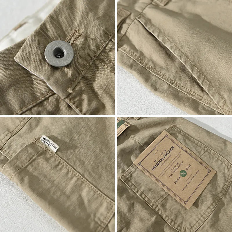 Men's cotton workwear straight leg casual trousers in brown, size 38