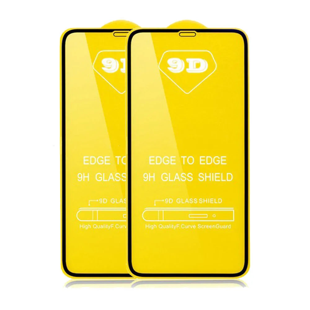 Black full coverage tempered glass screen protector for Xiaomi 10 Lite, 11 Lite, and 11T Pro phones.