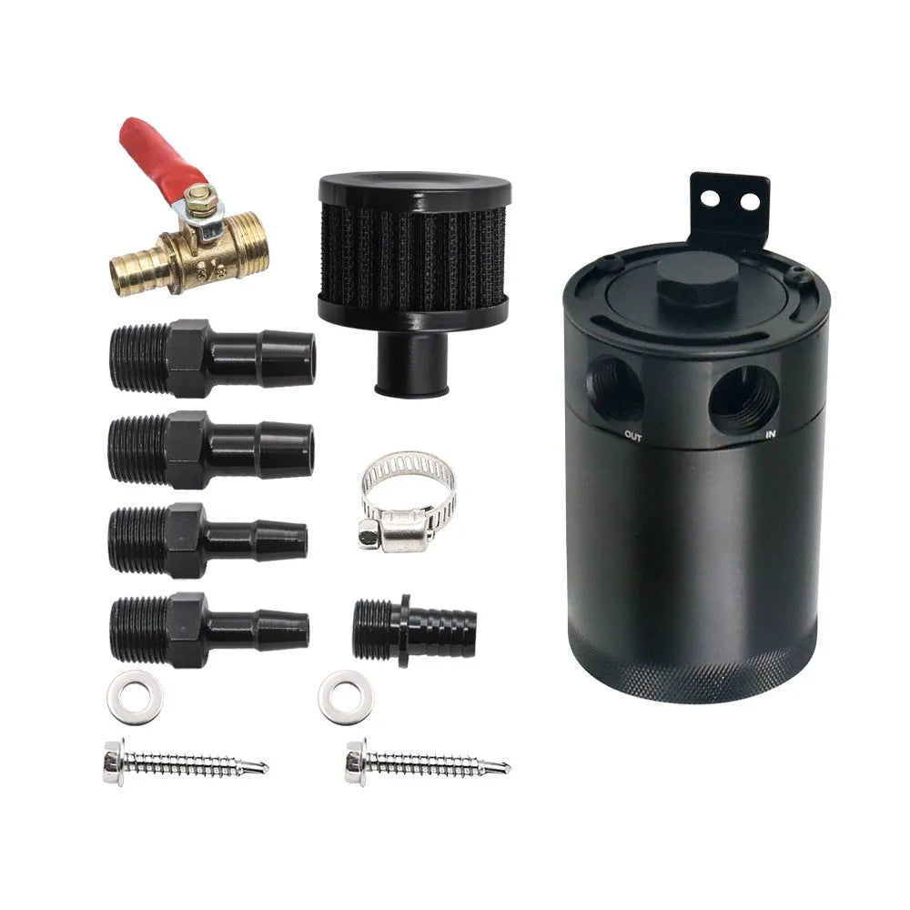 Black aluminium automotive two-hole breathable machine oil pot with connectors