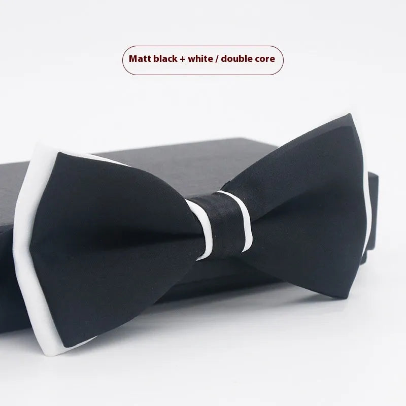 Flat head style bow tie in small plaid pattern measuring 12x6cm for formal wedding and business wear