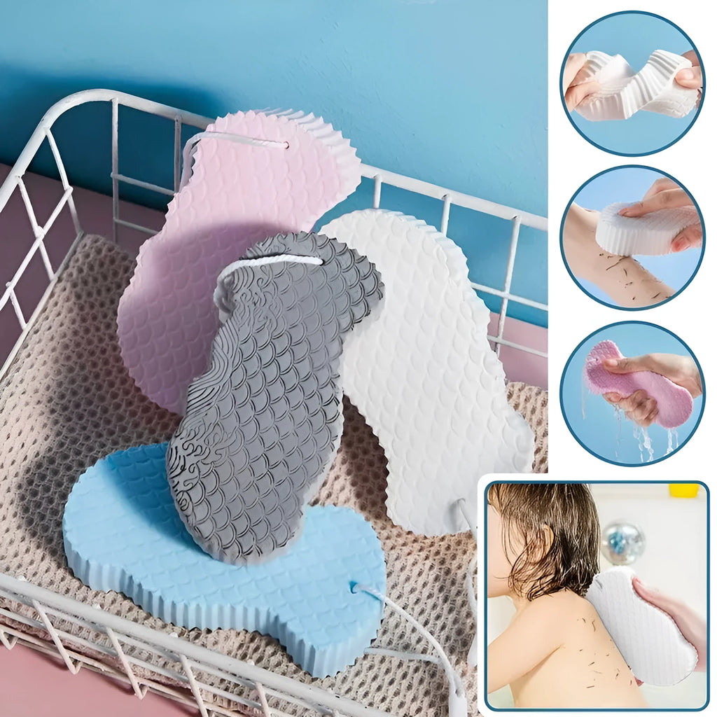 3D fish scale pattern bath sponge in white colour for body exfoliation