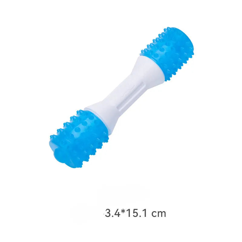 Dual-colour puppy teething chew toy in three sizes for dental health