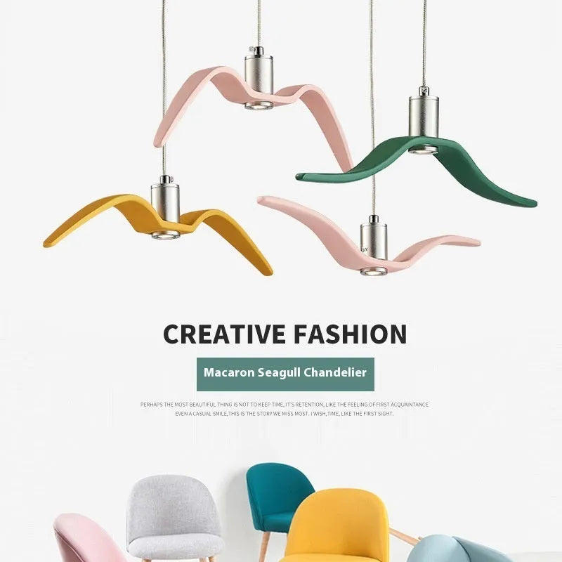Nordic style Macaron shaped personalised LED chandelier ceiling light in a selected colour.