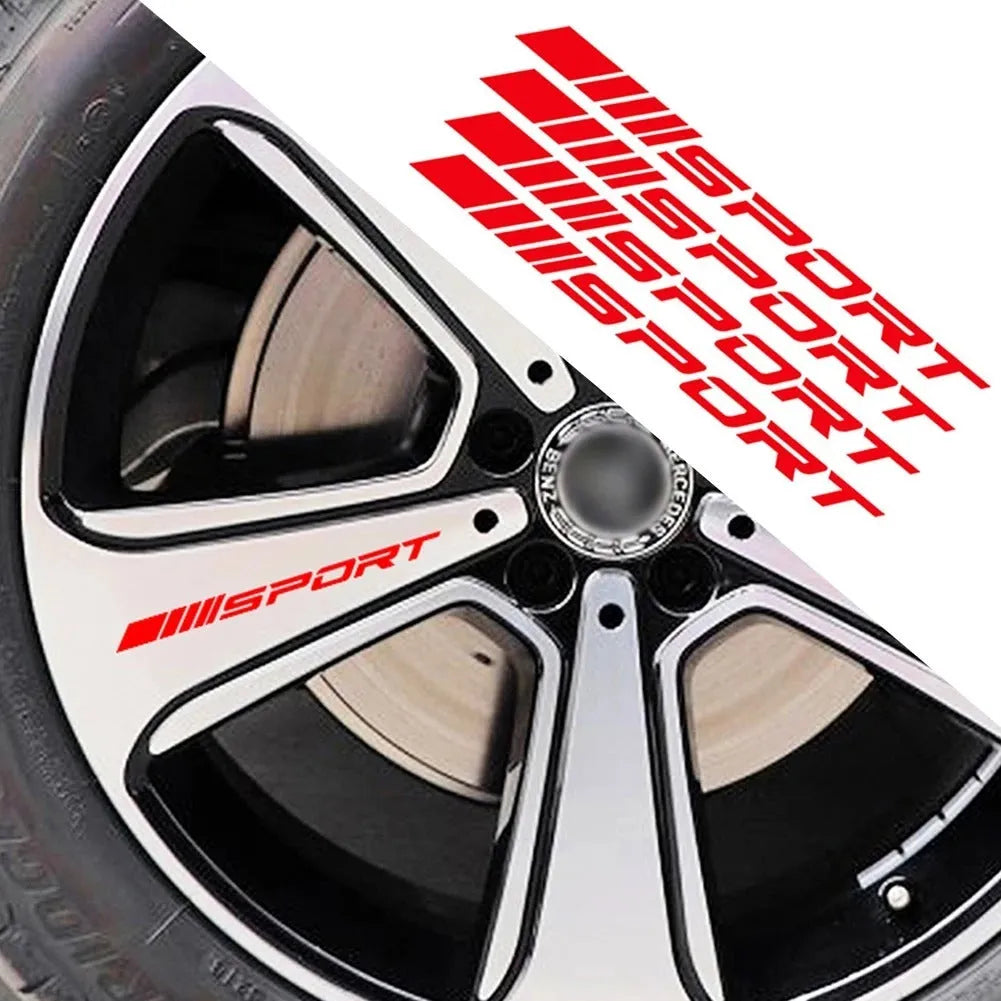 10cm car rim stickers with sport hollow design on PET material