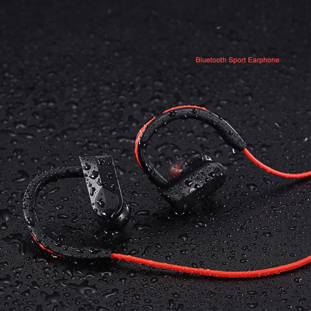 Black wireless neck mounted Bluetooth earphones with behind-the-neck design and magnetic earpieces